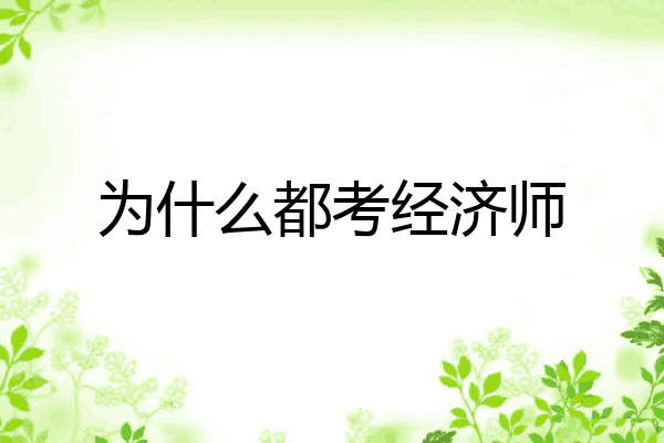 为什么都考经济师