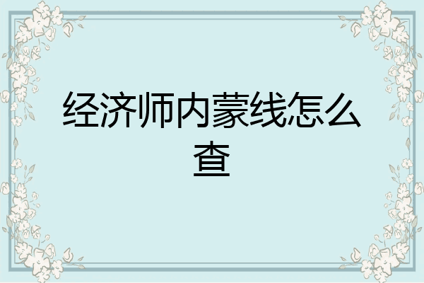 经济师内蒙线怎么查