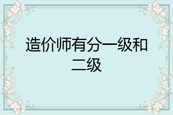 造价师有分一级和二级