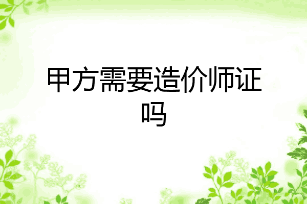 甲方需要造价师证吗