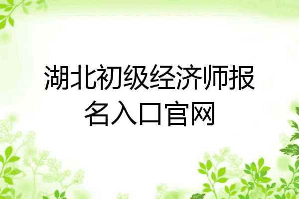 湖北初级经济师报名入口官网