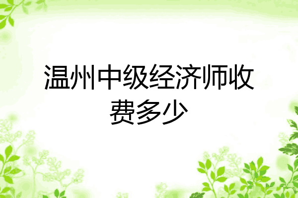 温州中级经济师收费多少