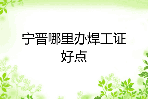 宁晋哪里办焊工证好点