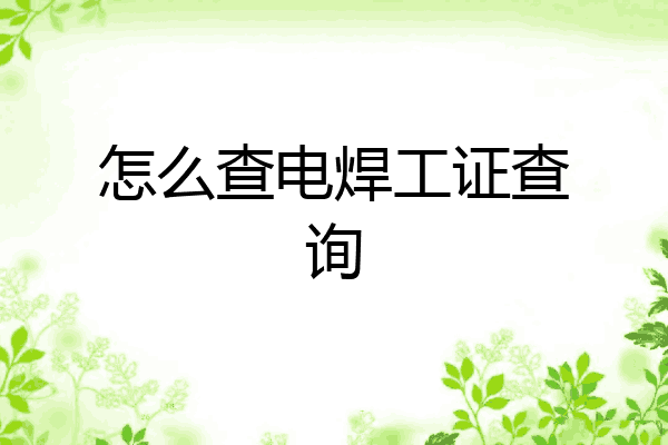 怎么查电焊工证查询