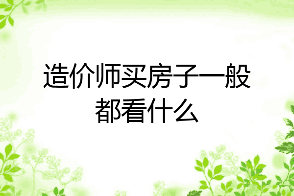 造价师买房子一般都看什么