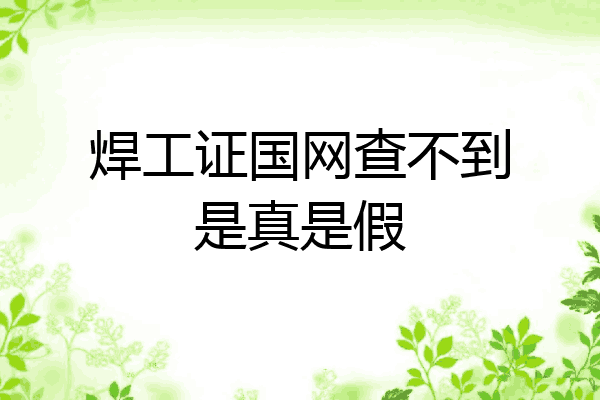 焊工证国网查不到是真是假