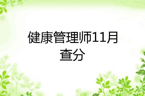 健康管理师11月查分