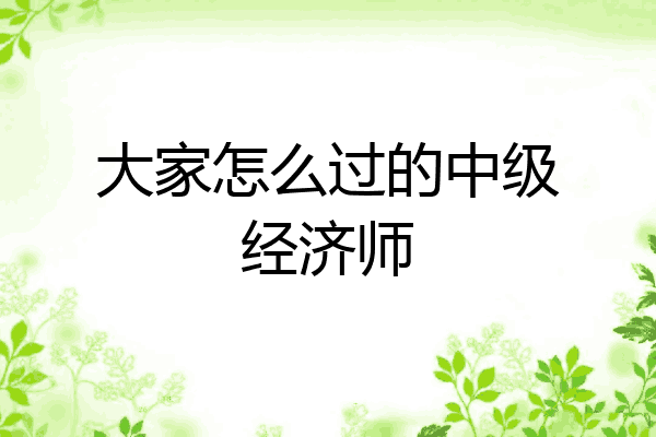 大家怎么过的中级经济师