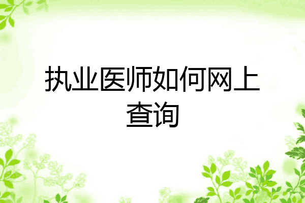 执业医师如何网上查询