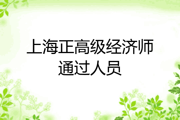 上海正高级经济师通过人员