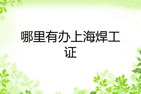哪里有办上海焊工证