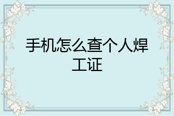 手机怎么查个人焊工证