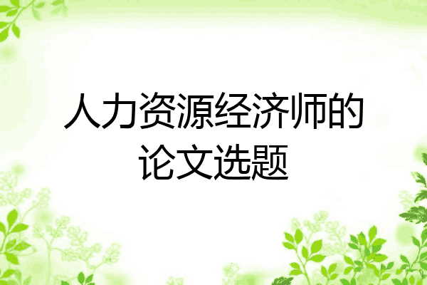 人力资源经济师的论文选题