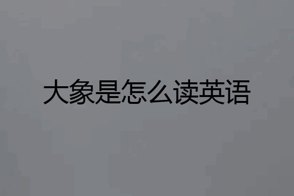 大象是怎么读英语