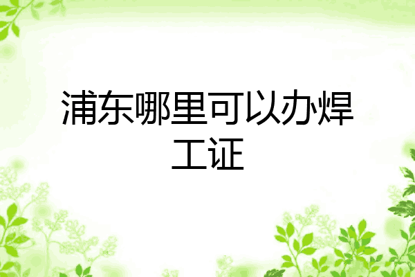 浦东哪里可以办焊工证