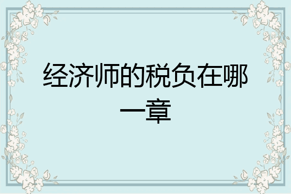 经济师的税负在哪一章