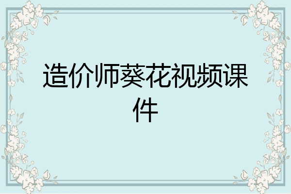 造价师葵花视频课件