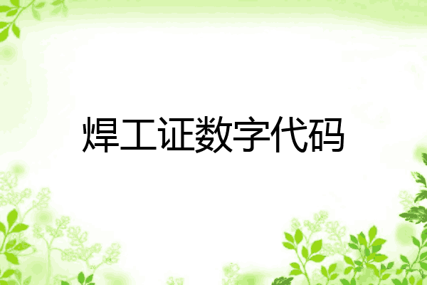 焊工证数字代码