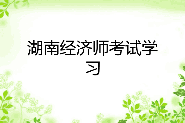 湖南经济师考试学习