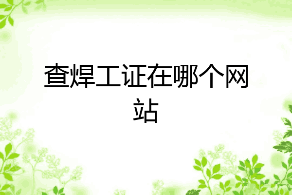 查焊工证在哪个网站