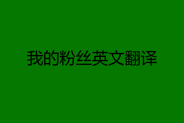 我的粉丝英文翻译