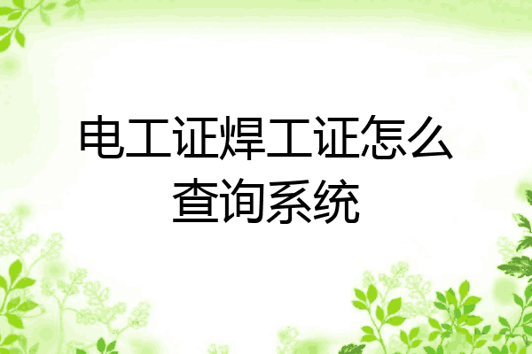 电工证焊工证怎么查询系统