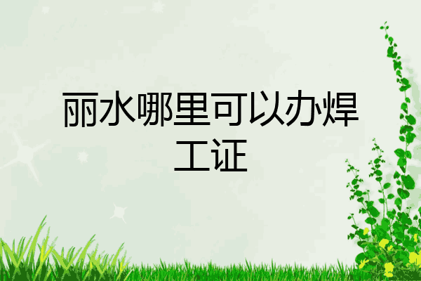 丽水哪里可以办焊工证