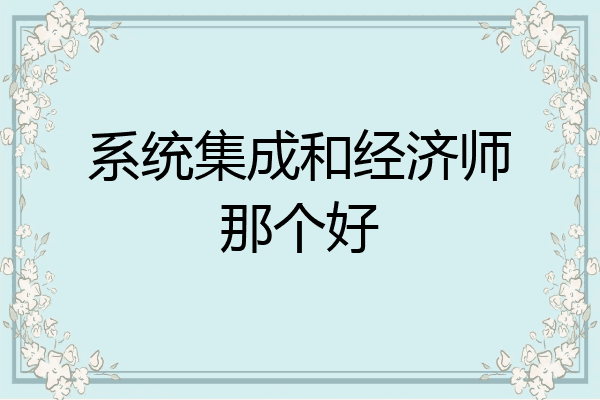系统集成和经济师那个好