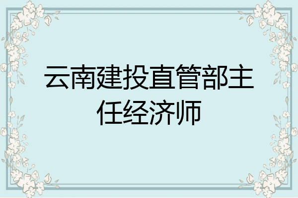 云南建投直管部主任经济师