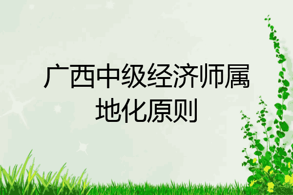 广西中级经济师属地化原则