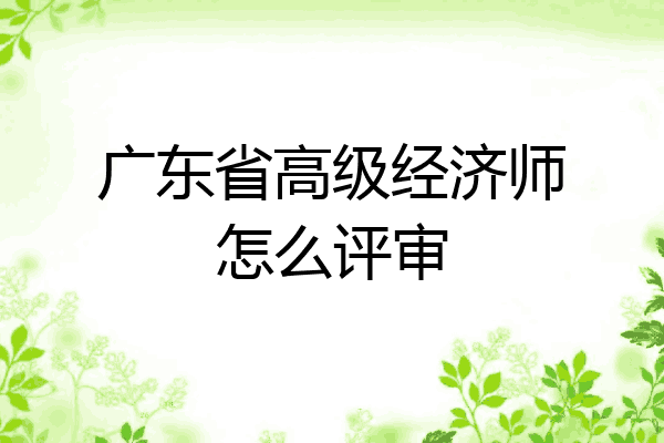 广东省高级经济师怎么评审