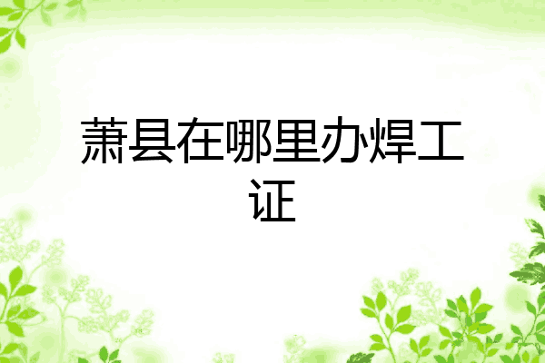 萧县在哪里办焊工证