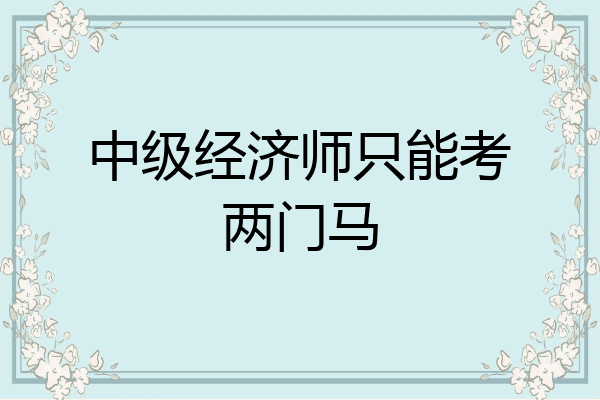 中级经济师只能考两门马