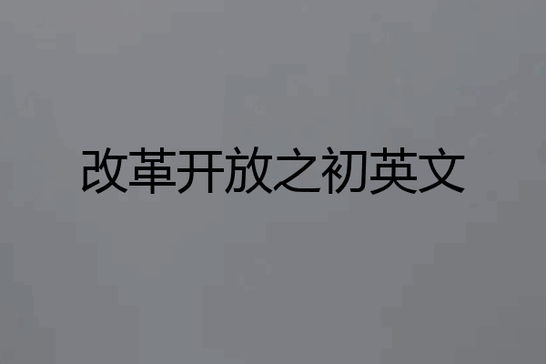 改革开放之初英文