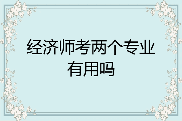 经济师考两个专业有用吗
