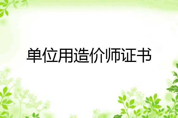 单位用造价师证书