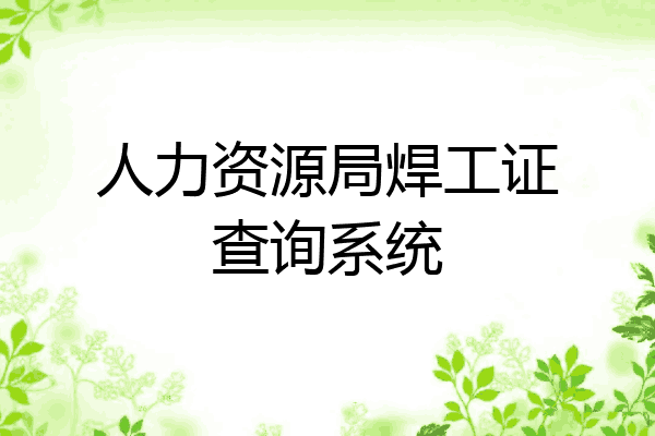 人力资源局焊工证查询系统