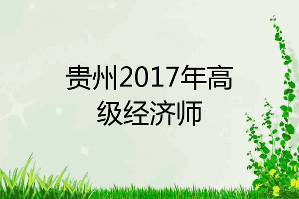 贵州2017年高级经济师