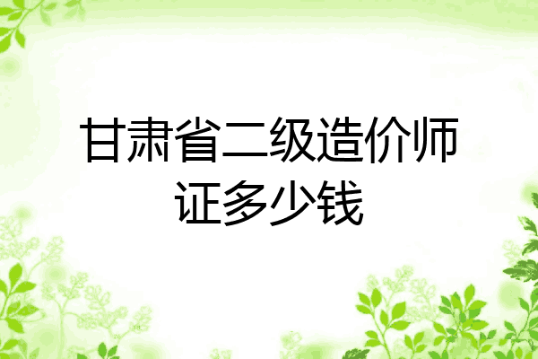 甘肃省二级造价师证多少钱