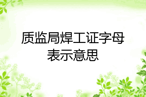 质监局焊工证字母表示意思
