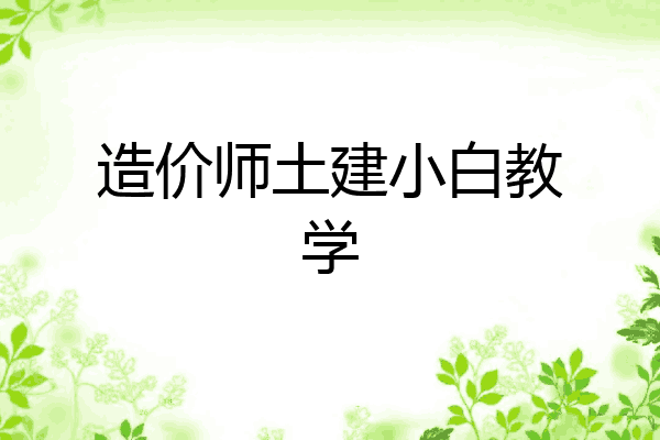 造价师土建小白教学