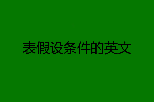 表假设条件的英文