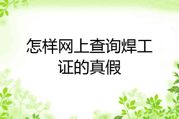 怎样网上查询焊工证的真假