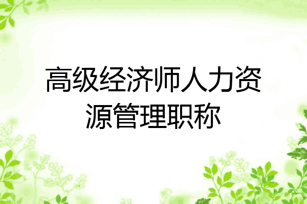 高级经济师人力资源管理职称