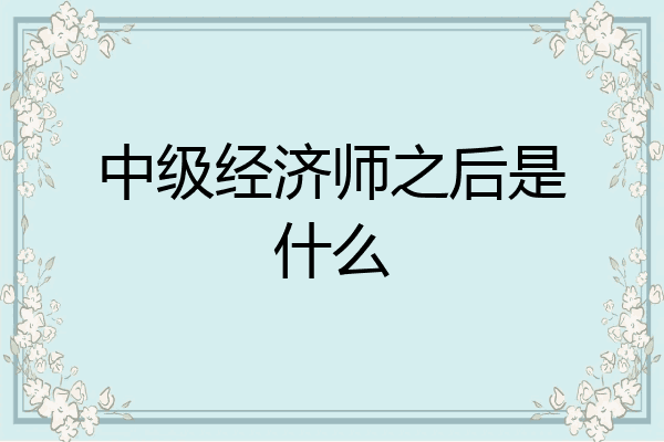 中级经济师之后是什么