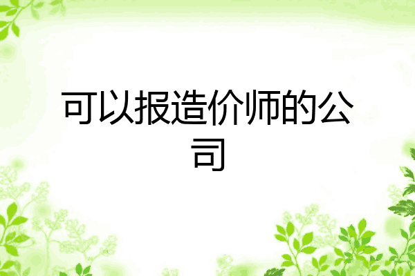 可以报造价师的公司