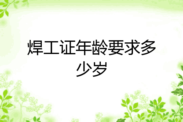 焊工证年龄要求多少岁