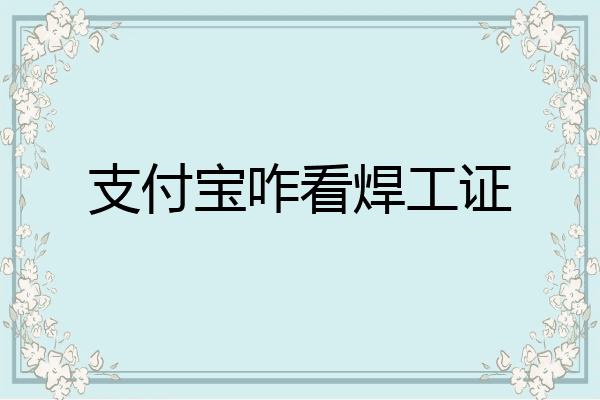 支付宝咋看焊工证
