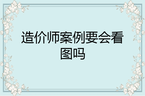 造价师案例要会看图吗