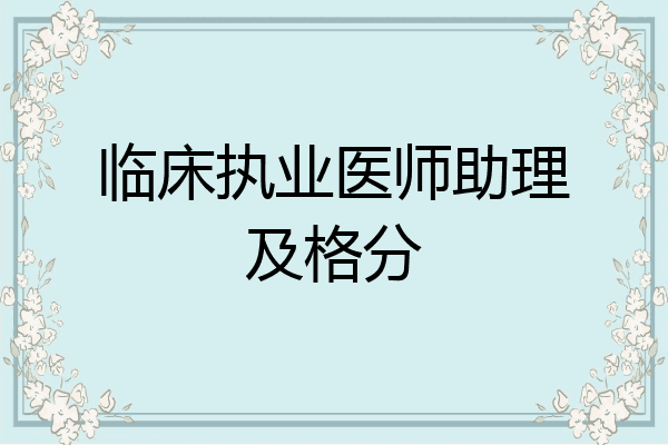 临床执业医师助理及格分